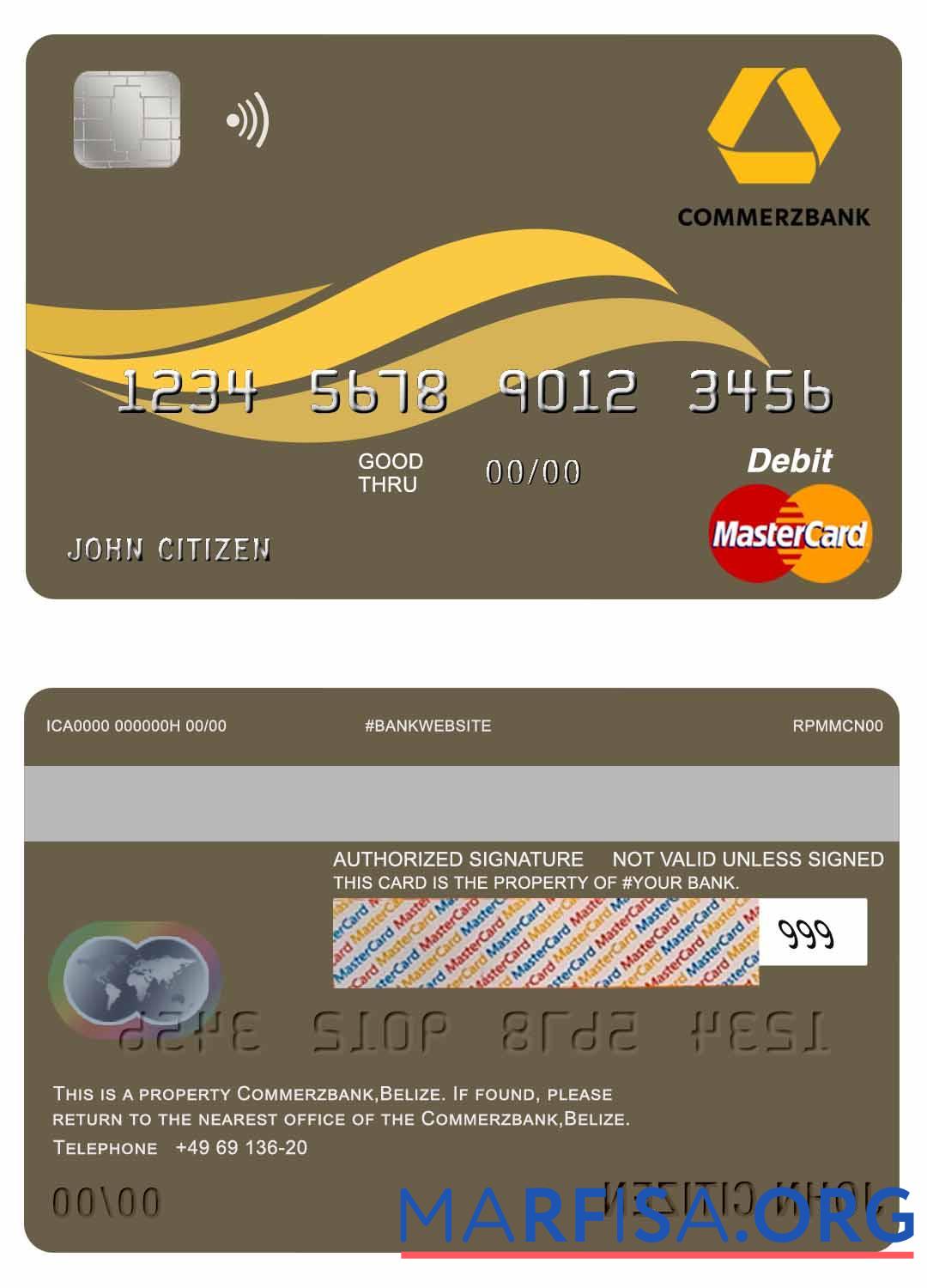 Downloadable Belize Commerzbank mastercard template